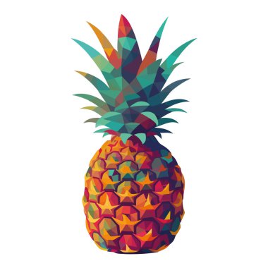 Taze tropik meyve ananas yeme ikonu izole edildi
