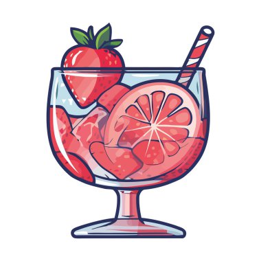 Taze meyve kokteyli, buz gibi soğuk ve ferahlatıcı ikon izole edilmiş.