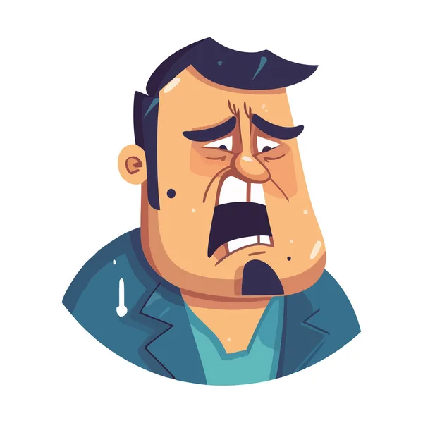 Adul Man Angry Expression Icon Isolated — Stock Vector