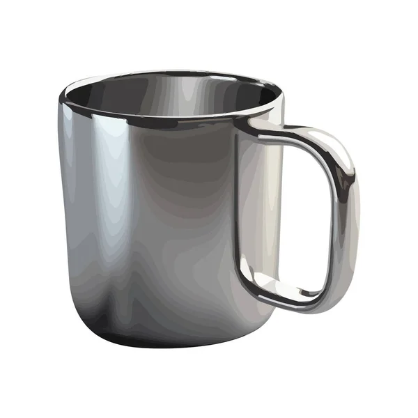 Shiny Metal Coffee Mug Handle Isolated Icon Isolated — Stock Vector