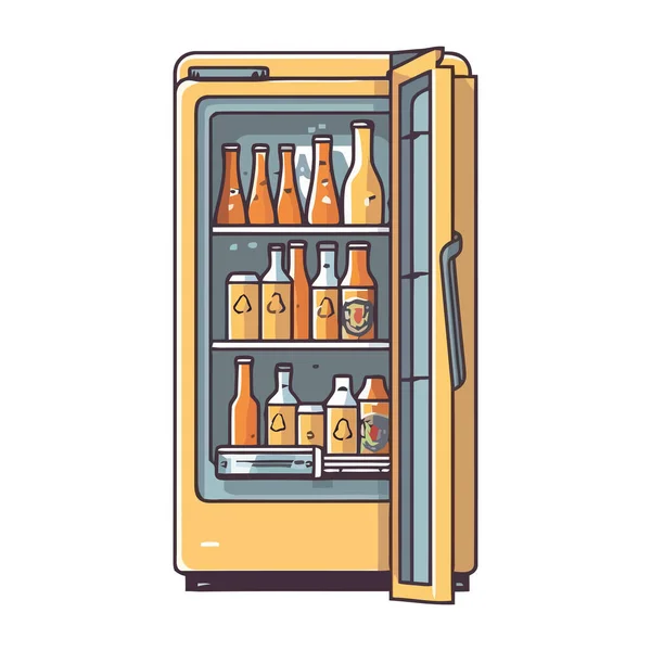 与饮料图标隔离的冷藏陈列柜 — 图库矢量图片