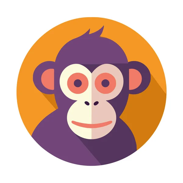 Gülümseyen Bebek Maymun Maskotu Sarı Simgede Izole Edilmiş — Stok Vektör