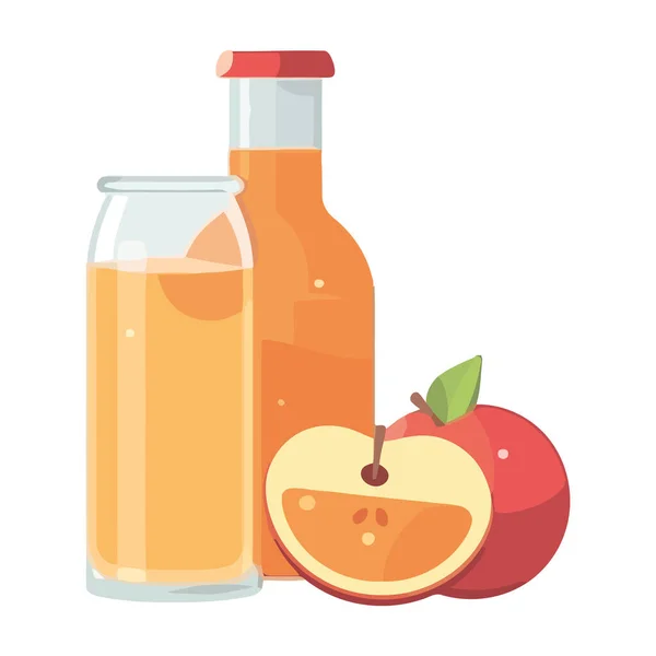 Juicy Apple Cocktail Sweet Summer Refreshment Icon Isolated — Stock Vector