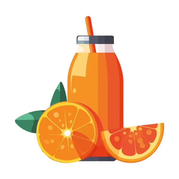 新鲜有机水果和甜饮料装饰图标隔离 — 图库矢量图片