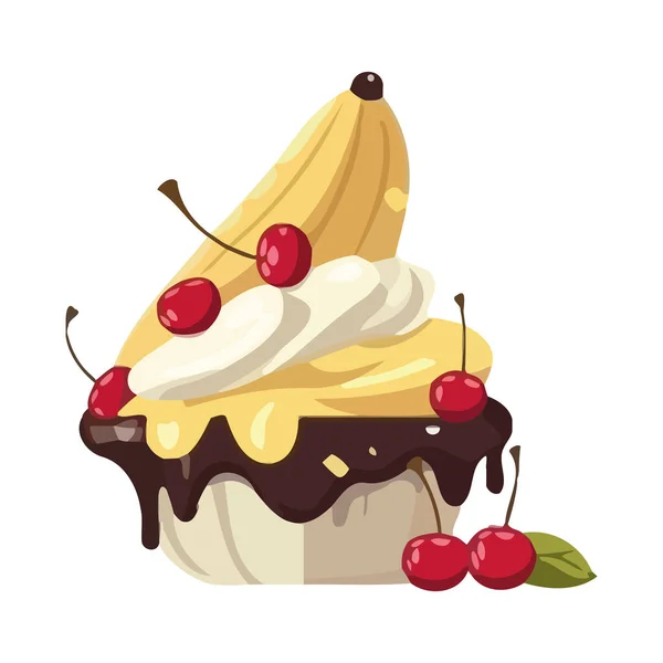 Crème Glacée Fraîchement Isolée Banane Baie — Image vectorielle