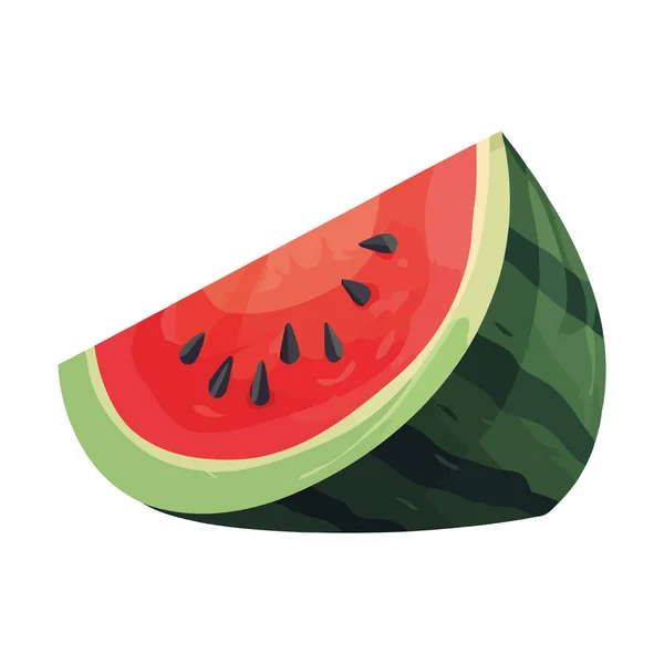 Juicy Watermelon Slice Summer Snack Icon Isolated — Stock Vector