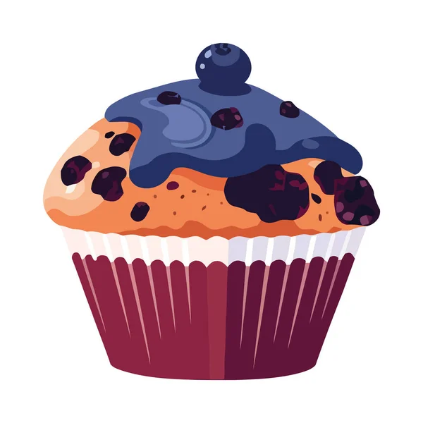 Cupcake Gourmet Sucré Icône Chocolat Isolé — Image vectorielle