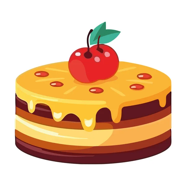 Gâteau Fromage Aux Baies Douces Avec Icône Fruits Crème Isolé — Image vectorielle