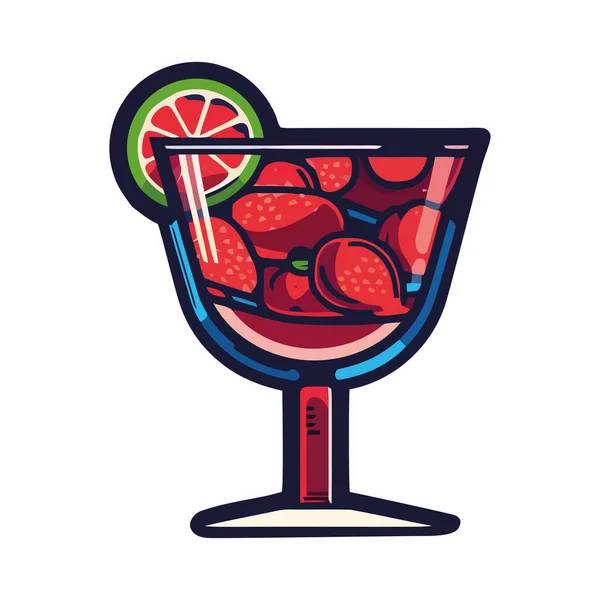 Fresh Fruit Cocktails Summer Celebration Icon Isolated — Stock Vector