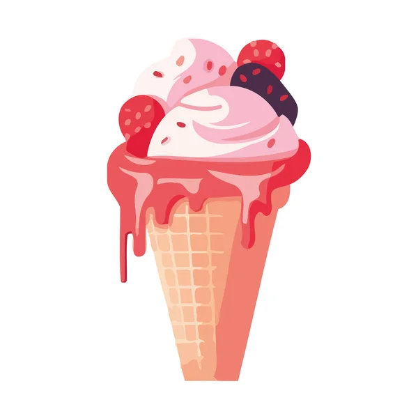 Süßes Sommervergnügen Gourmet Eistüte Ikone Isoliert — Stockvektor