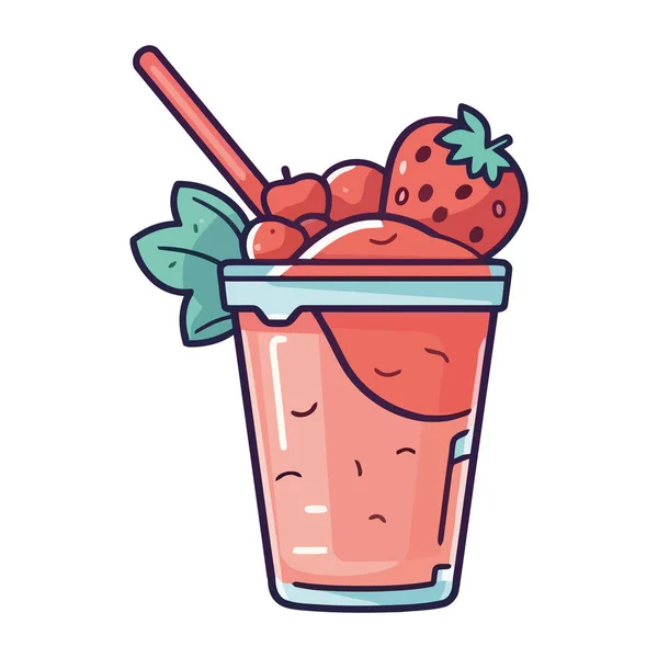 Erfrischende Sommer Süße Erdbeer Milchshake Symbol Isoliert — Stockvektor