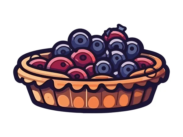 Saftige Beerenfrüchte Einem Süßen Kuchen Ikone Isoliert — Stockvektor