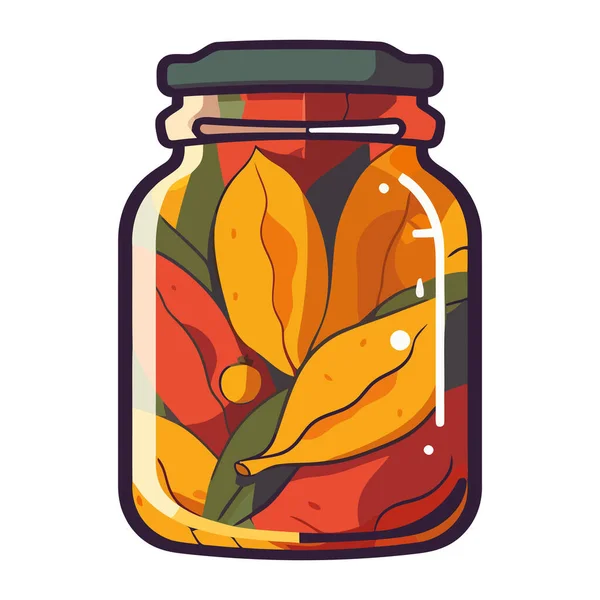 Glass Jar Vegetables Preserves Icon Isolated — Stock Vector