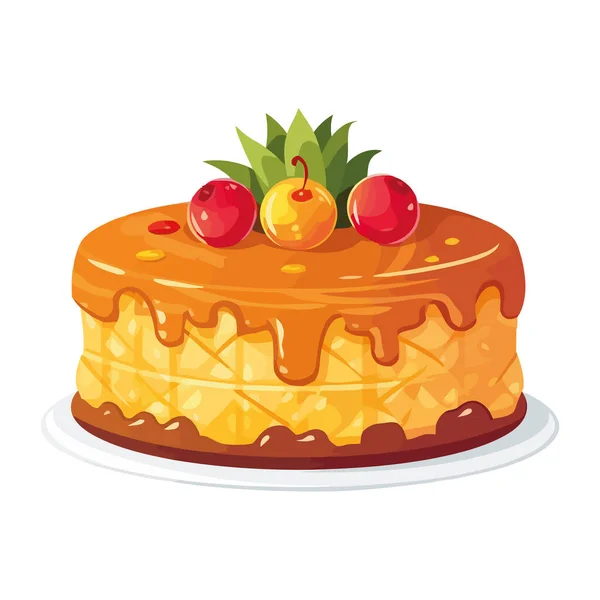 用新鲜的覆盆子图标烘焙的甜浆果派 — 图库矢量图片