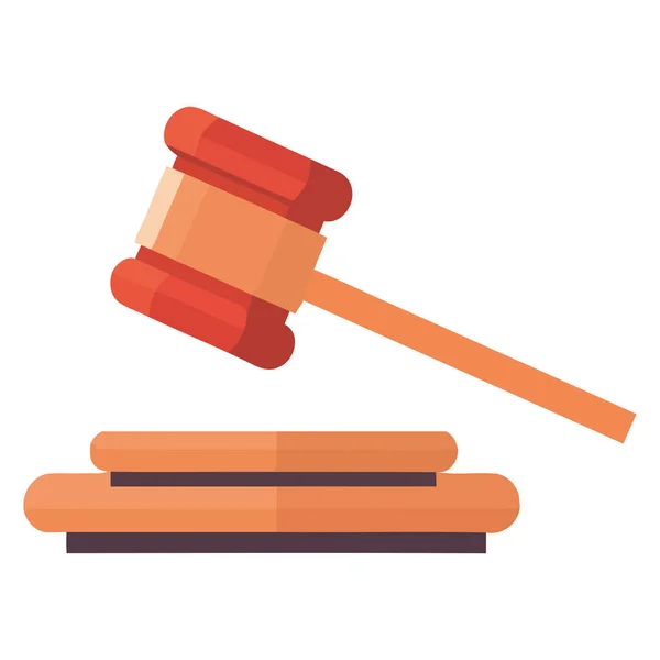 Justice Servie Avec Marteau Icône Loi Isolé — Image vectorielle
