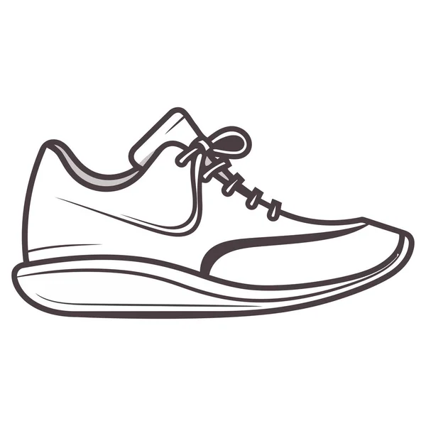 Diseño Icono Zapato Deportivo Con Contorno Cordón Aislado — Vector de stock