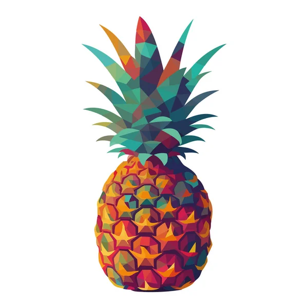Verse Tropische Vruchten Ananas Eten Pictogram Geïsoleerd — Stockvector