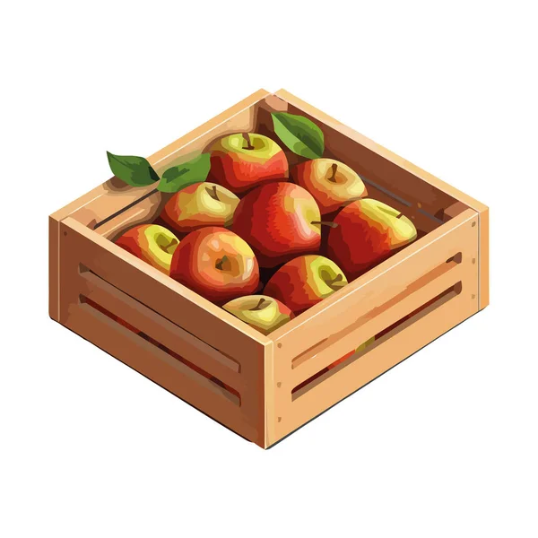 Μήλα Ωρίμανσης Ξύλινο Κιβώτιο Για Την Αποστολή Εικονίδιο Απομονωμένο — Διανυσματικό Αρχείο