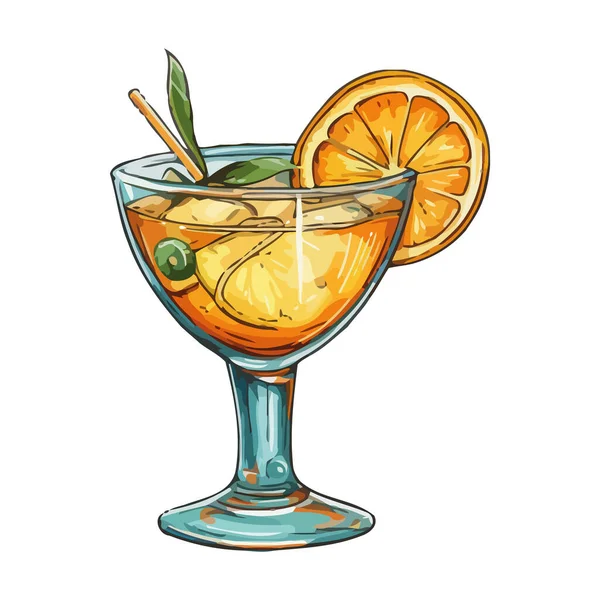 Frischer Cocktail Mit Zitronensymbol — Stockvektor