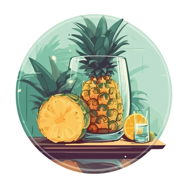 新鲜的菠萝片 多汁和成熟的图标隔离 — 图库矢量图片