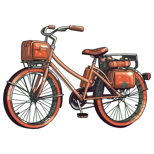 Езда Старомодном Велосипеде Забавная Икона Приключений Изолированы — стоковый вектор