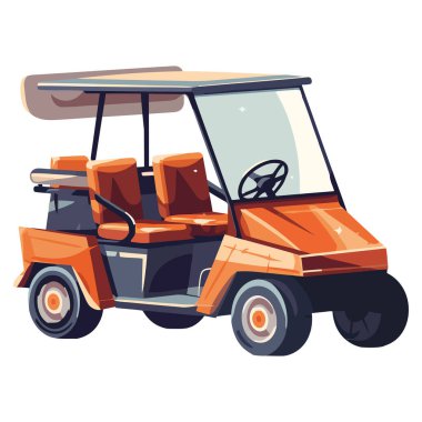 Beyaz arkaplan simgesi üzerindeki golf arabası izole edildi