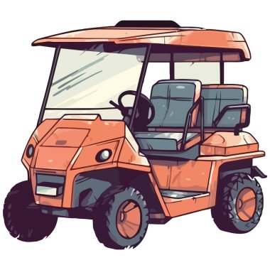 Beyaz arkaplan simgesi üzerindeki golf arabası izole edildi