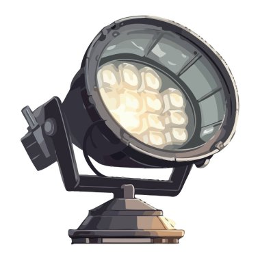 Çelik arka plan simgesinde parlayan parlak spot ışıkları izole edildi