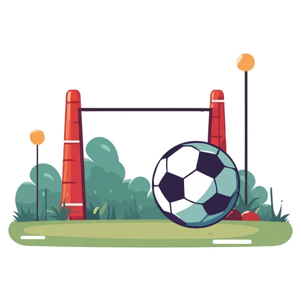 Playing Soccer Green Grass Icon Isolated — Stock Vector