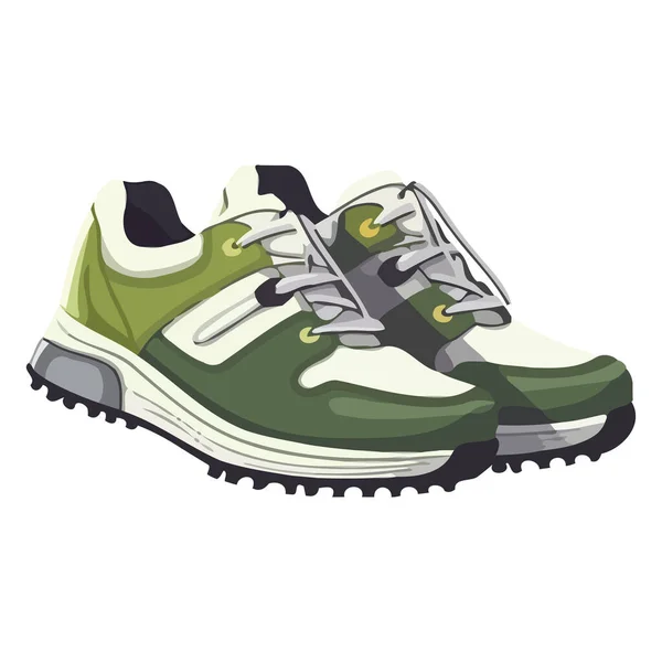 Zöld Sport Cipő Szimbolizálja Egészséges Kültéri Életmód Ikon Elszigetelt — Stock Vector