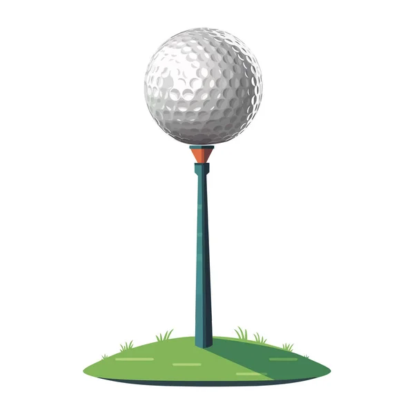 Golf Ütő Labda Tee Zöld Ikon Elszigetelt — Stock Vector