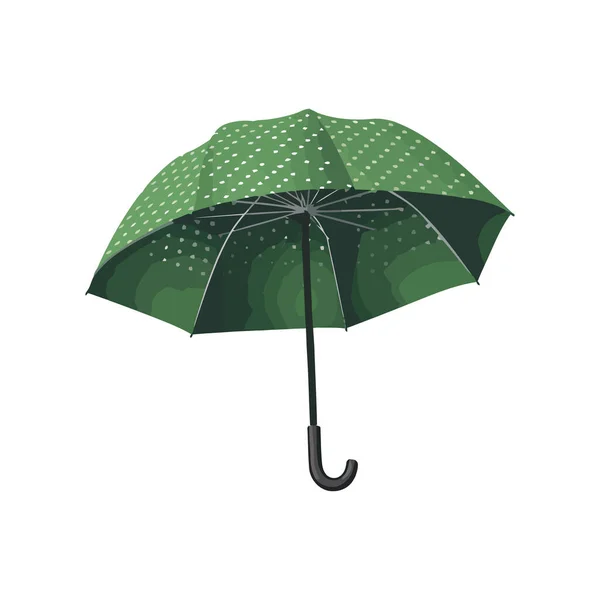 绿色雨伞庇护所与潮湿天气图标隔离 — 图库矢量图片