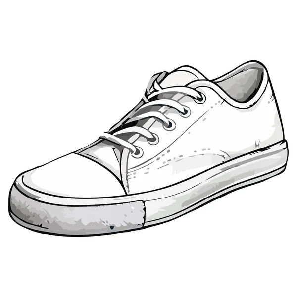 Esboço Preto Branco Ícone Sapato Tênis Isolado —  Vetores de Stock