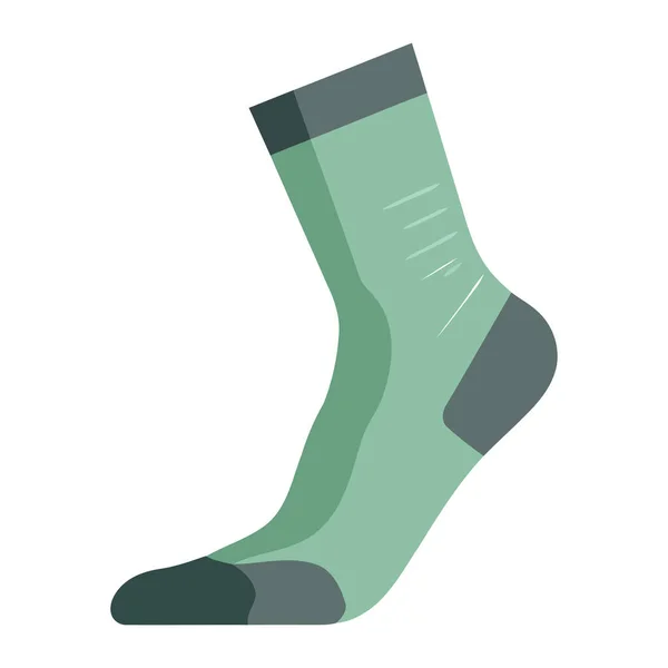 Зеленый Носок Удобный Теплый Стильный Значок Обуви Изолирован — стоковый вектор