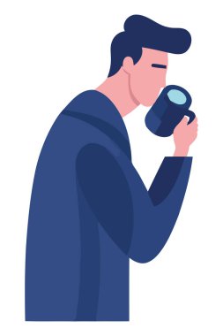 Bir kişi kahve bardağını beyazın üstünde tutuyor.