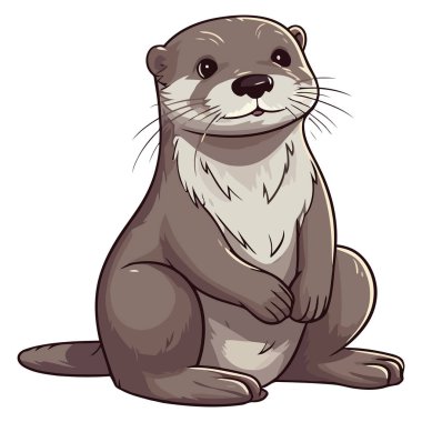 Şirin su samuru resimde yalnız oturuyor.