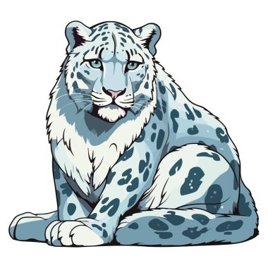 Beyaz üzerinde oturan benekli jaguar.
