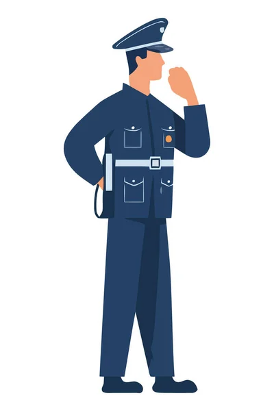 One Uniformed Officer Standing White — Stock Vector