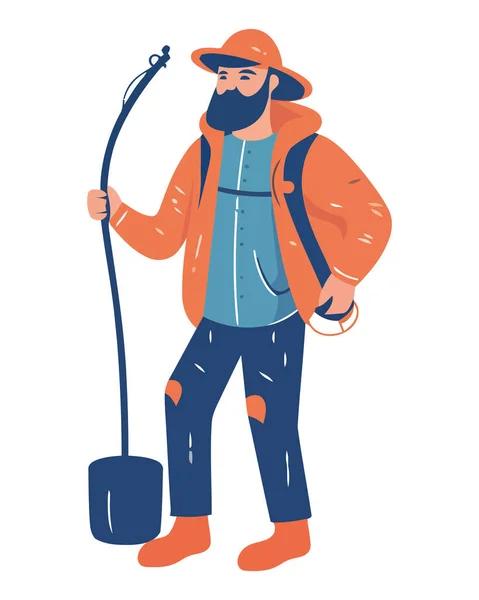 One Person Walking Outdoors Winter Clothing Isolated — Stock Vector