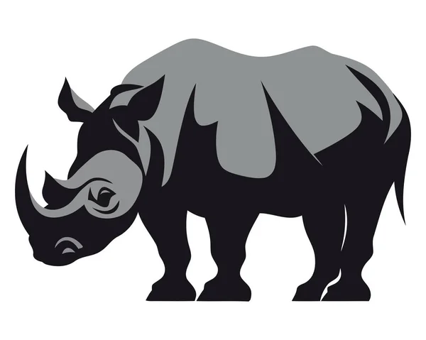 Large Rhinoceros Standing Illustration White — Stock Vector