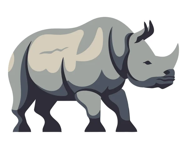 Grande Silhouette Rhinocéros Debout Dans Isolement Africain — Image vectorielle