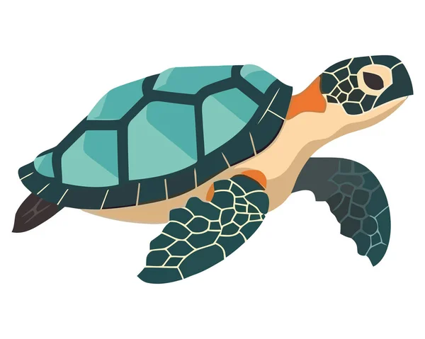 Медленные Устойчивые Черепахи Плавают Голубой Воде Изолированы — стоковый вектор