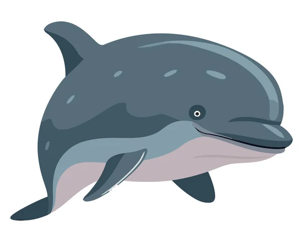 Niedlicher Delfin Schwimmt Über Weiß — Stockvektor