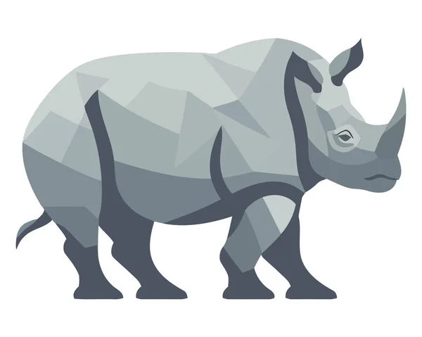 Rinoceronte Grande Caminando Sobre Blanco — Vector de stock