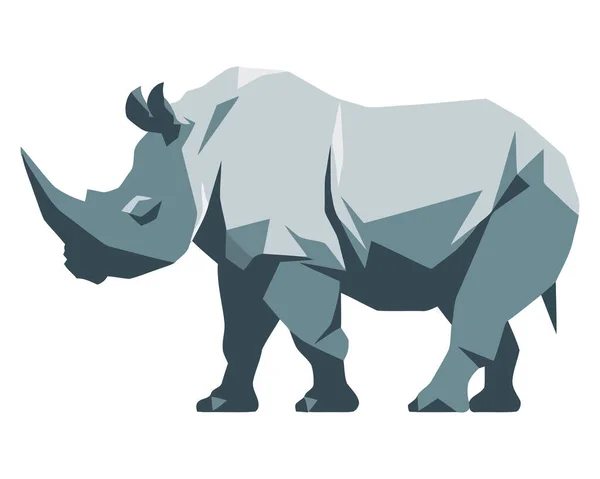 Grande Silhouette Rinoceronte Piedi Sopra Bianco — Vettoriale Stock