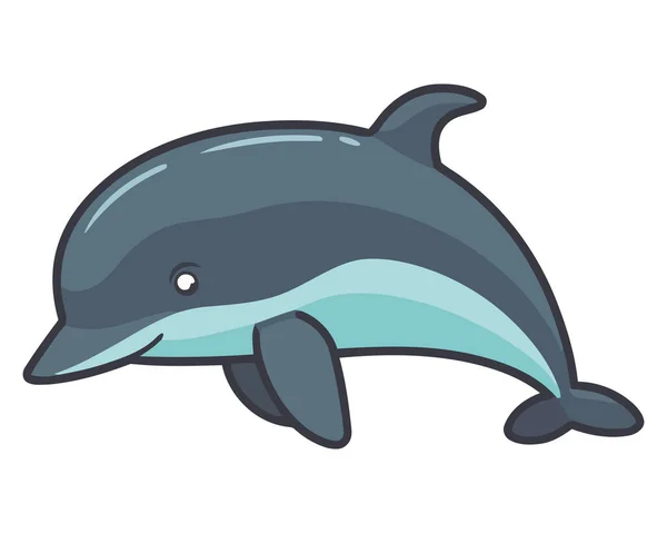 Niedlicher Delfin Springt Über Weiß — Stockvektor