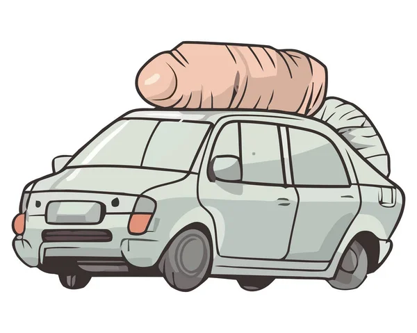 白い上に重い貨物を運ぶ車 — ストックベクタ
