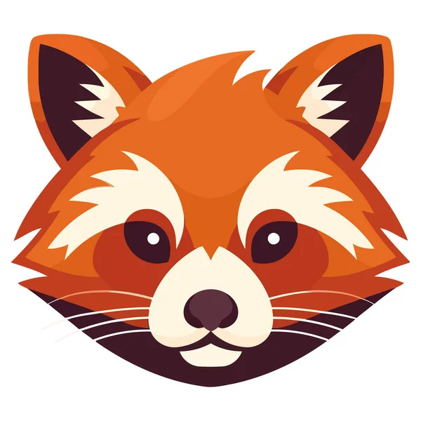 Roztomilý Červená Panda Tvář Přes Bílou — Stockový vektor