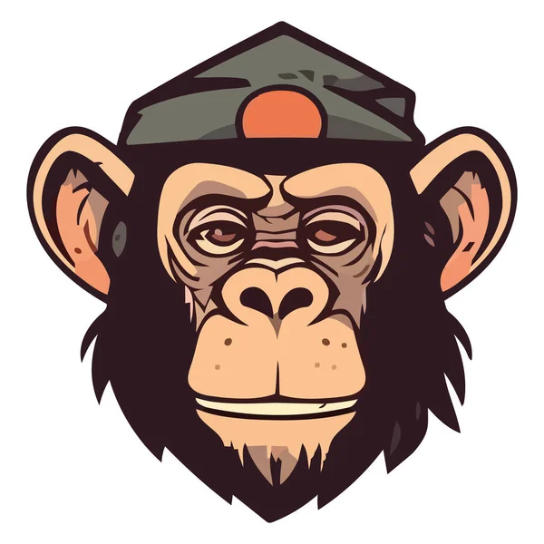 自然の中で権威のかわいい猿のマスコットシンボル孤立 — ストックベクタ