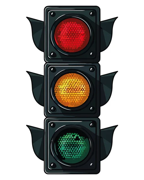 Control Tráfico Ilumina Semáforo Para Seguridad Aislada — Vector de stock
